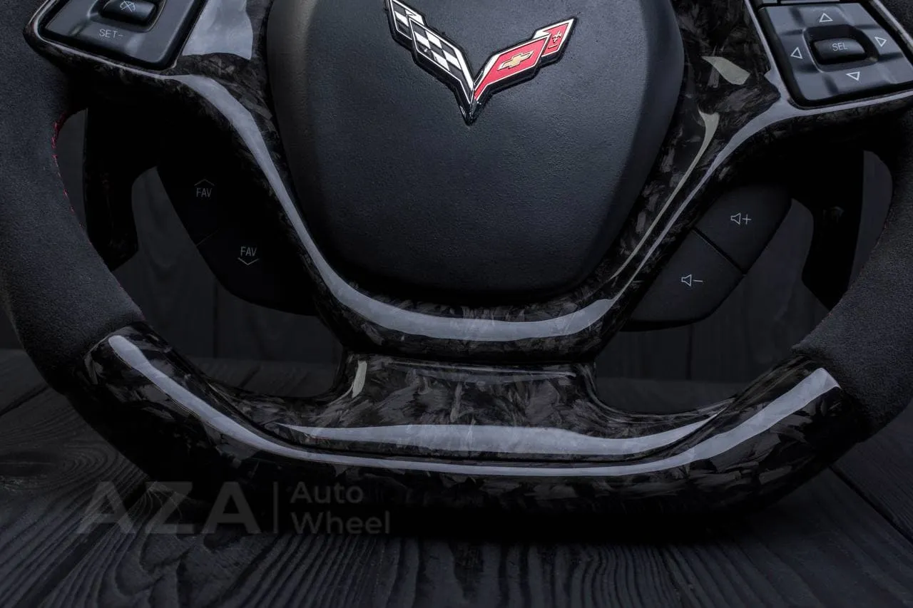 Steering wheel Chevrolet Corvette C7 2014-2019 Jet style+ ,any color stripe and stitch and Rev match or +- paddles. Forged Carbon fiber/Alcantara - Image 13