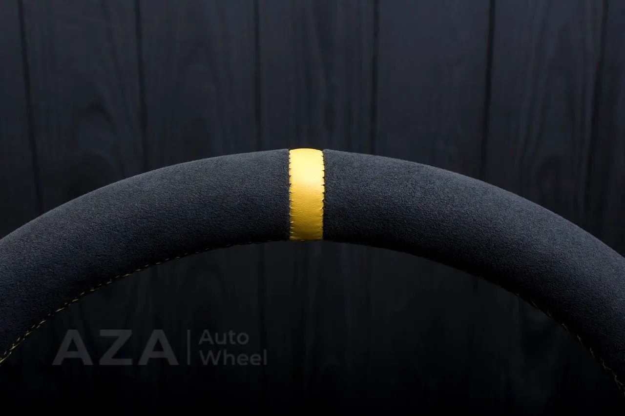 Steering wheel 2015+ Dodge Charger/Challenger/Durango Perforated leather/Alcantara/Yellow stripe - Image 7