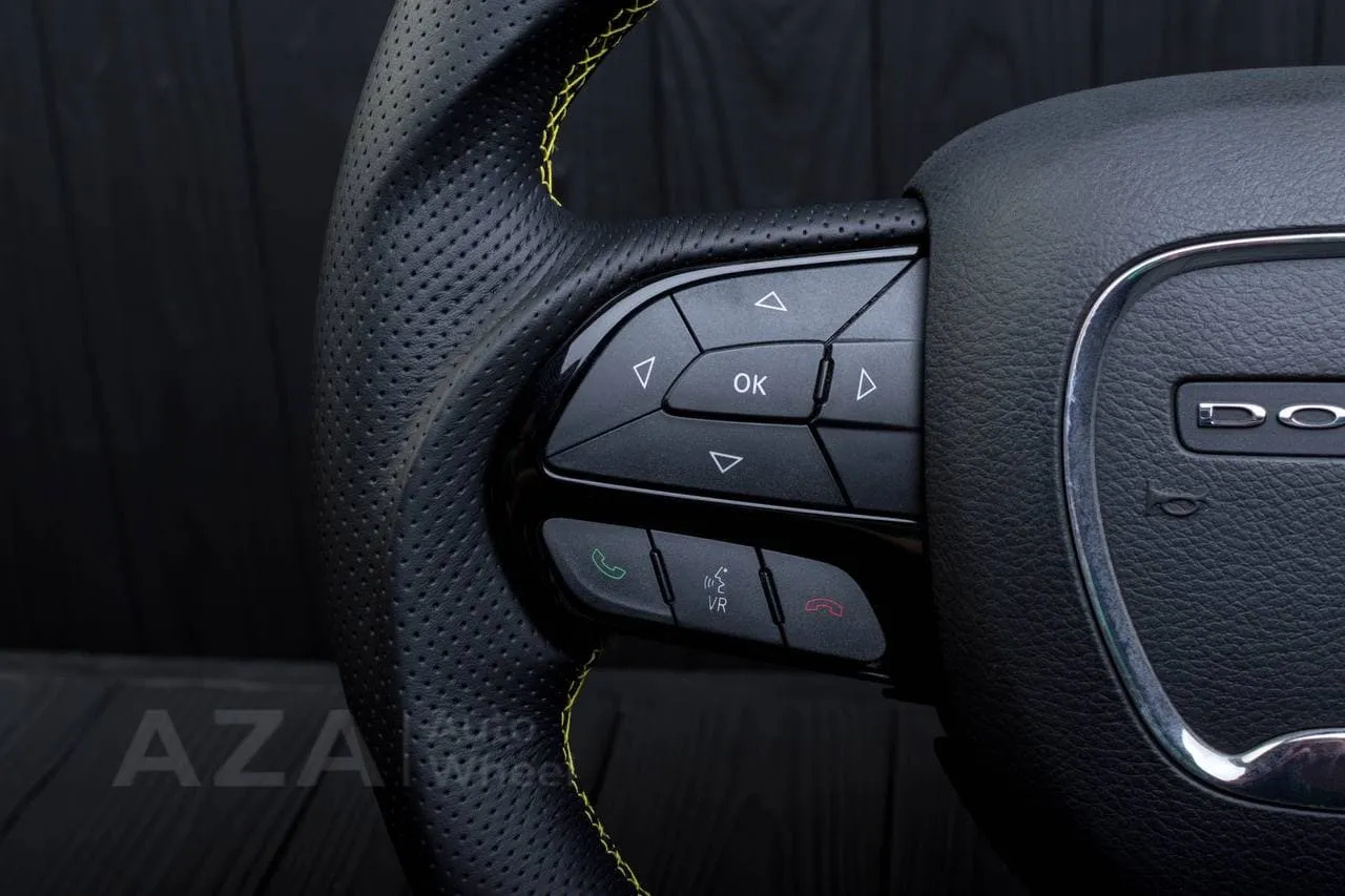 Steering wheel 2015+ Dodge Charger/Challenger/Durango Perforated leather/Alcantara/Yellow stripe - Image 10
