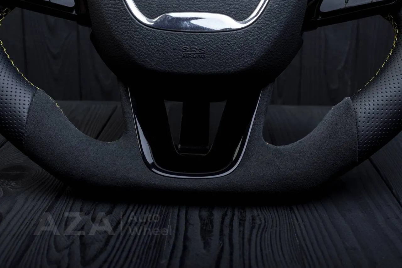 Steering wheel 2015+ Dodge Charger/Challenger/Durango Perforated leather/Alcantara/Yellow stripe - Image 11