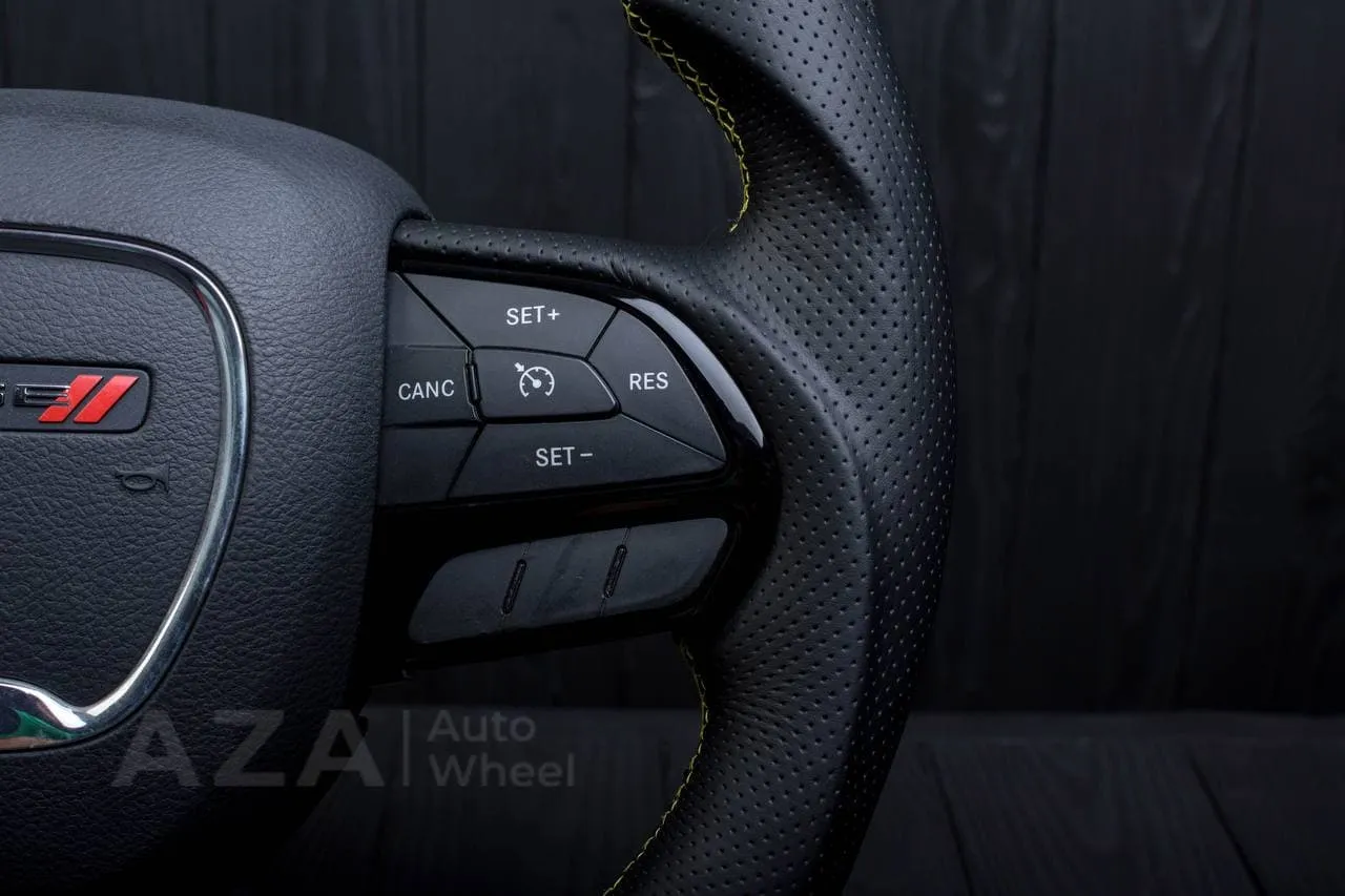 Steering wheel 2015+ Dodge Charger/Challenger/Durango Perforated leather/Alcantara/Yellow stripe - Image 12