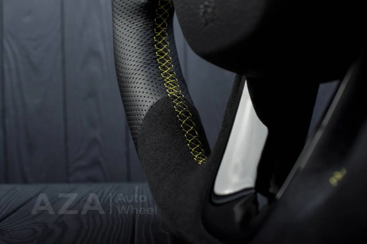 Steering wheel 2015+ Dodge Charger/Challenger/Durango Perforated leather/Alcantara/Yellow stripe - Image 14