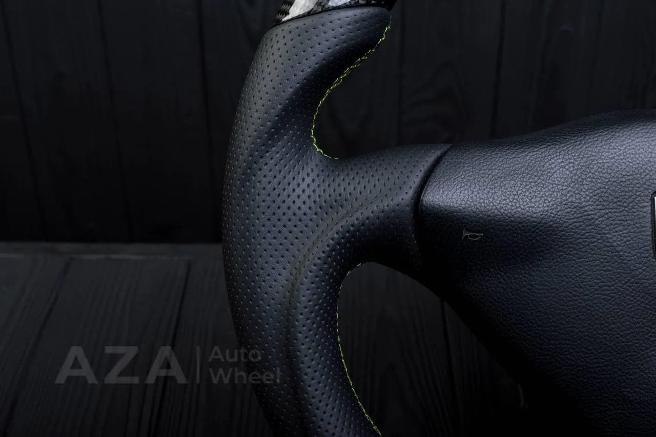 Steering wheel Porsche S996 911 993 Turbo S GT RS Like details (can be any color per request) Carbon fiber/Perforated leather/Yellow stripe - Image 10