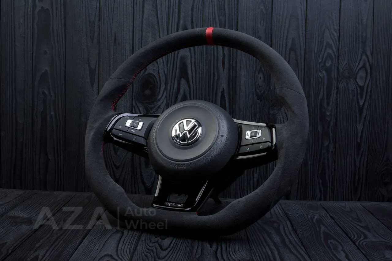 Steering wheel Volkswagen 2015-2019 MK7 GTI Alcanatara/Red stripe - Image 3