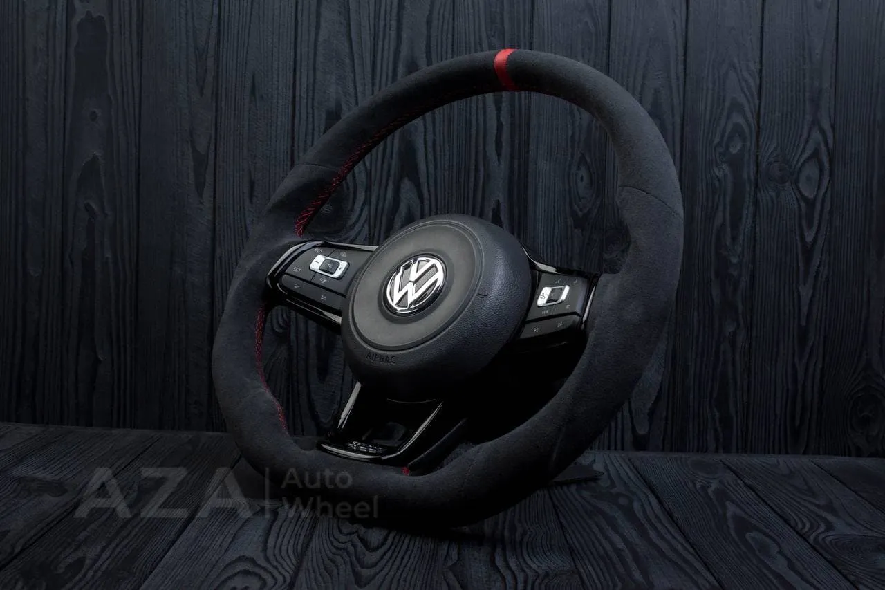 Steering wheel Volkswagen 2015-2019 MK7 GTI Alcanatara/Red stripe - Image 4