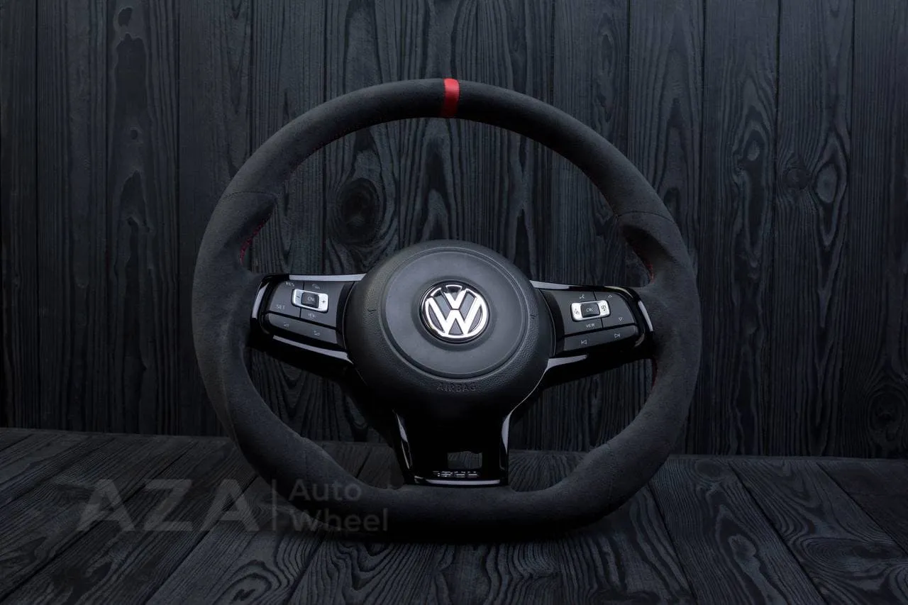 Steering wheel Volkswagen 2015-2019 MK7 GTI Alcanatara/Red stripe - Image 5