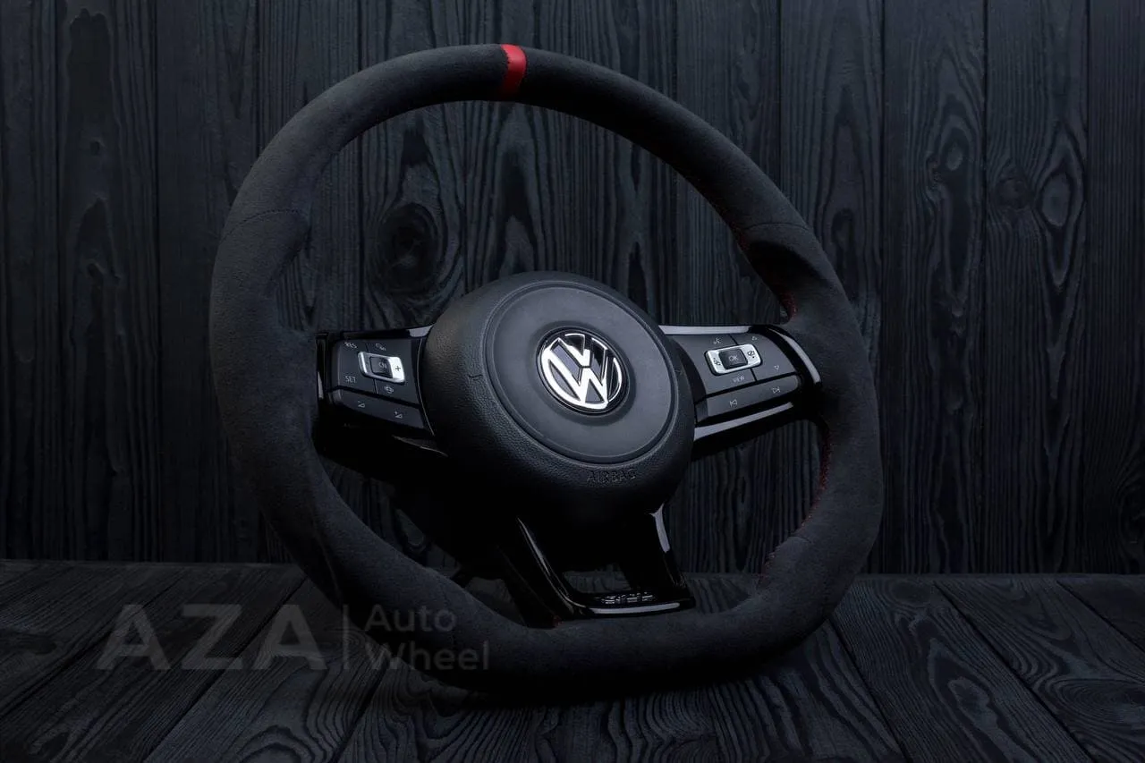 Steering wheel Volkswagen 2015-2019 MK7 GTI Alcanatara/Red stripe - Image 6
