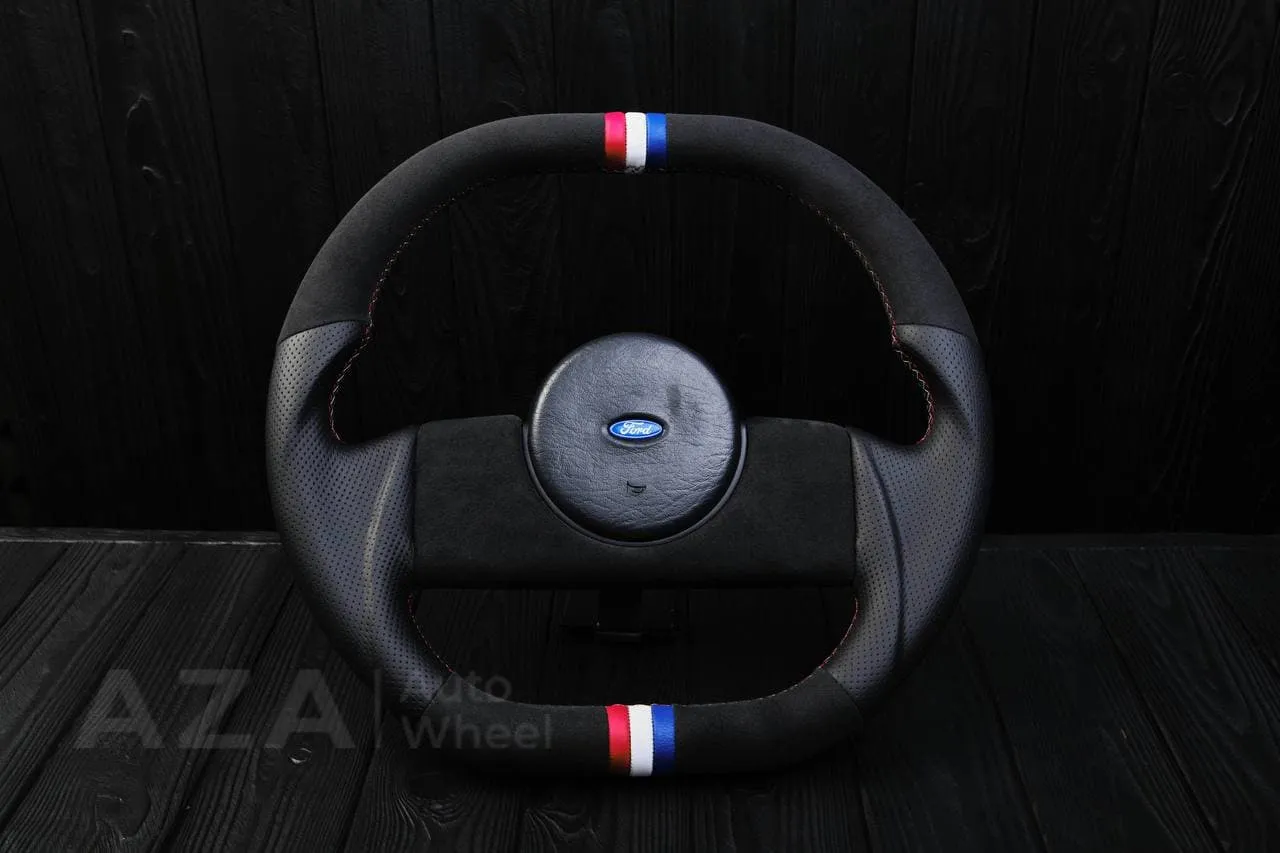 Steering Wheel Fox Body Ford Mustang GT Cobra SVT Saleen Roush Alcantara/Perforated leather/American Flag color details