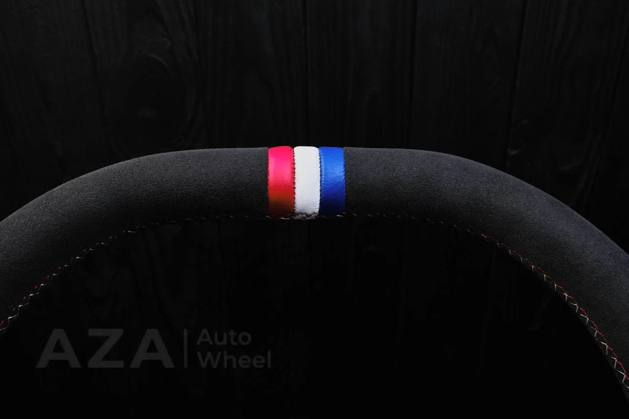Steering Wheel Fox Body Ford Mustang GT Cobra SVT Saleen Roush Alcantara/Perforated leather/American Flag color details - Image 7