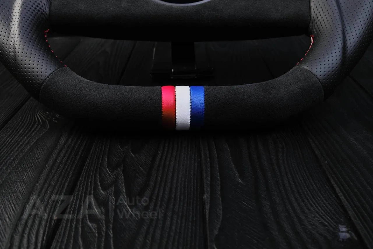 Steering Wheel Fox Body Ford Mustang GT Cobra SVT Saleen Roush Alcantara/Perforated leather/American Flag color details - Image 8