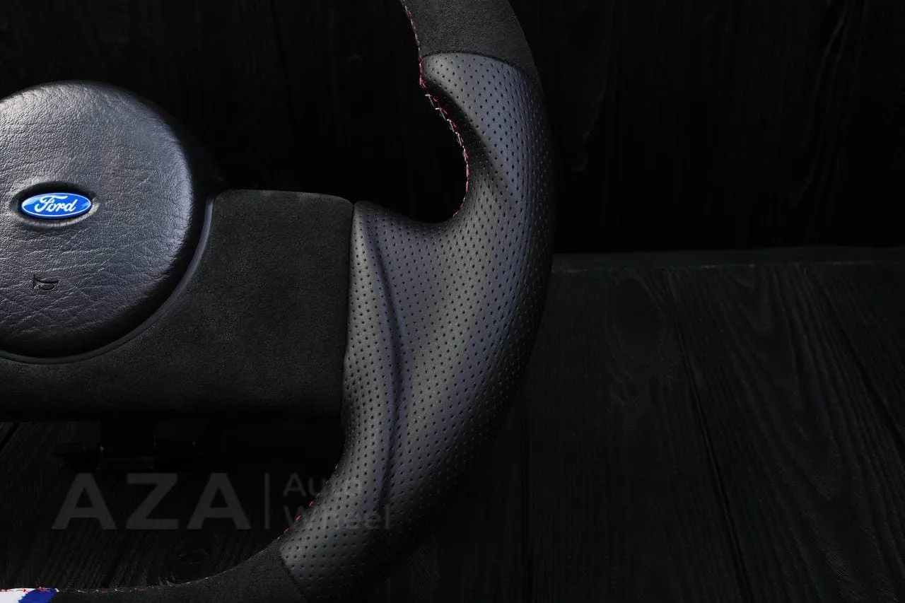 Steering Wheel Fox Body Ford Mustang GT Cobra SVT Saleen Roush Alcantara/Perforated leather/American Flag color details - Image 11