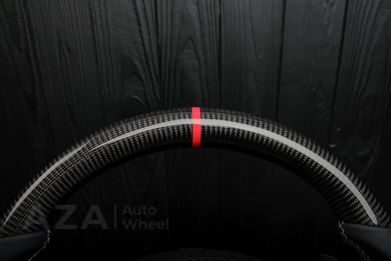 Steering wheel Chevrolet Corvette C7 2014-2019 Flat bottom (can be any color stripe and stitch) Carbon fiber/Napa/Red stripe - Image 16