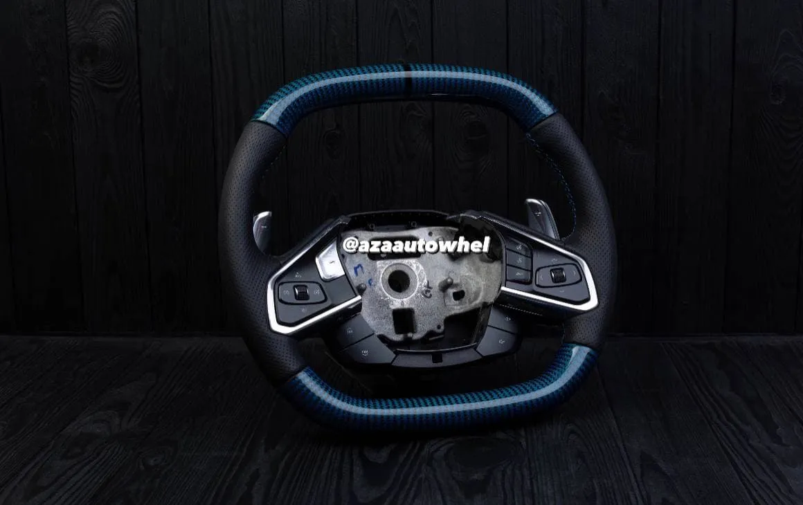 Steering wheel Corvette C8 Custom Blue carbon fiber/Oem fitment/Black stripe/Blue stitch (can be any color) - Image 5