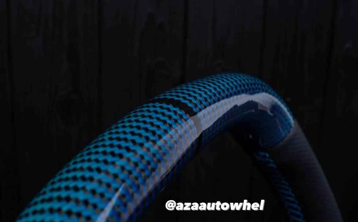 Steering wheel Corvette C8 Custom Blue carbon fiber/Oem fitment/Black stripe/Blue stitch (can be any color) - Image 15
