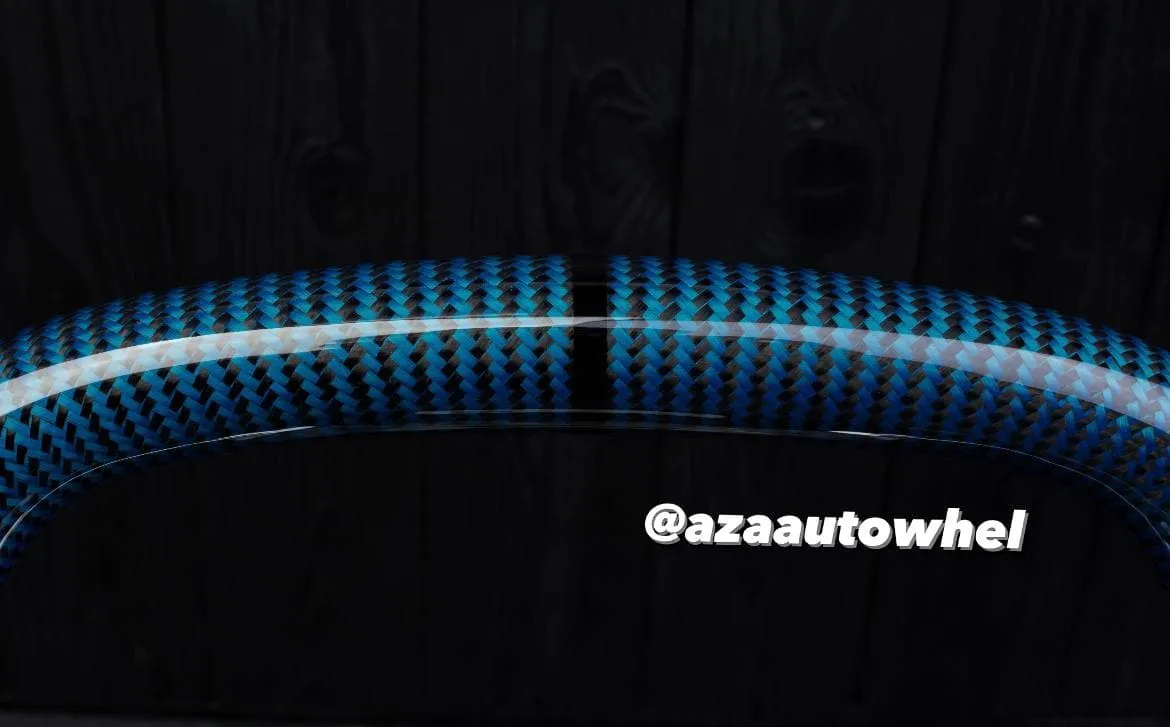 Steering wheel Corvette C8 Custom Blue carbon fiber/Oem fitment/Black stripe/Blue stitch (can be any color) - Image 14