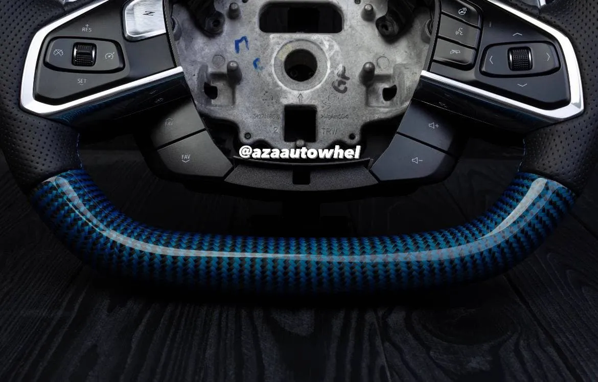 Steering wheel Corvette C8 Custom Blue carbon fiber/Oem fitment/Black stripe/Blue stitch (can be any color) - Image 11