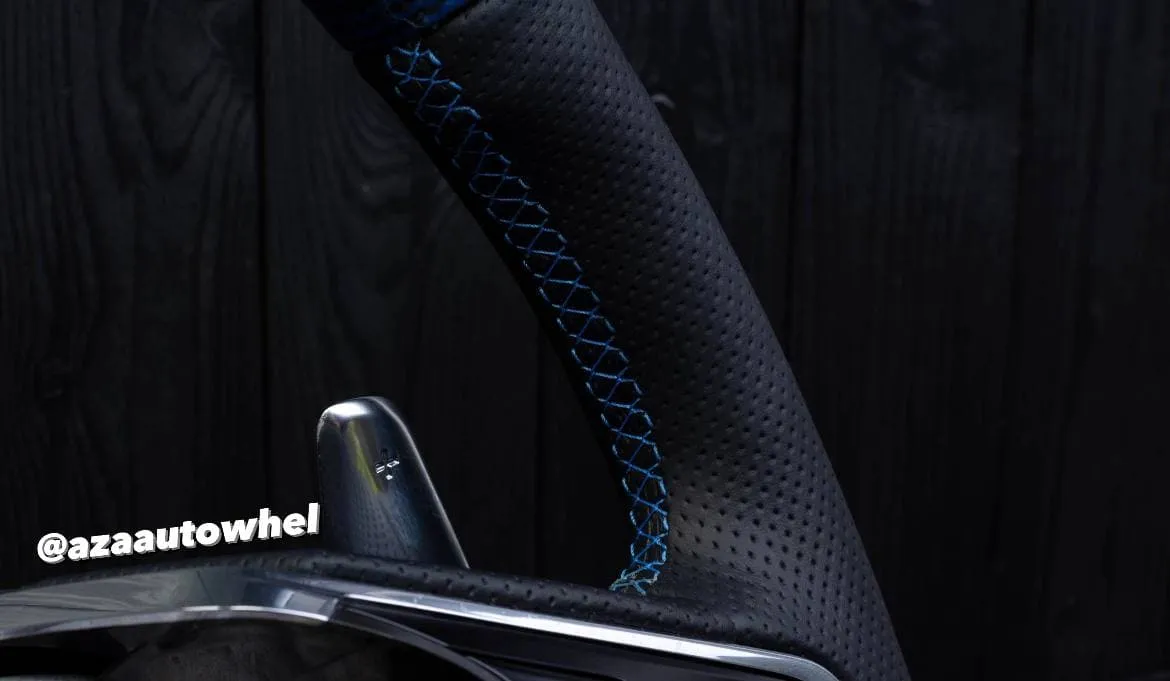 Steering wheel Corvette C8 Custom Blue carbon fiber/Oem fitment/Black stripe/Blue stitch (can be any color) - Image 10