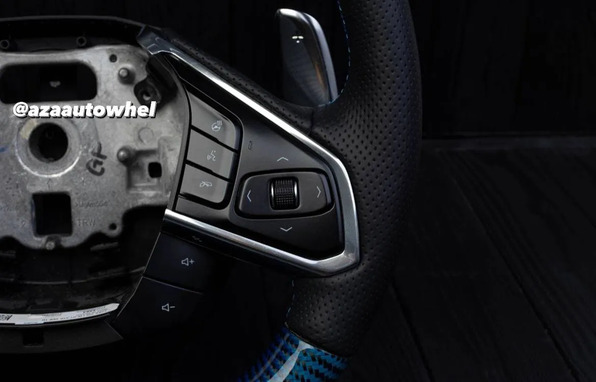Steering wheel Corvette C8 Custom Blue carbon fiber/Oem fitment/Black stripe/Blue stitch (can be any color) - Image 9