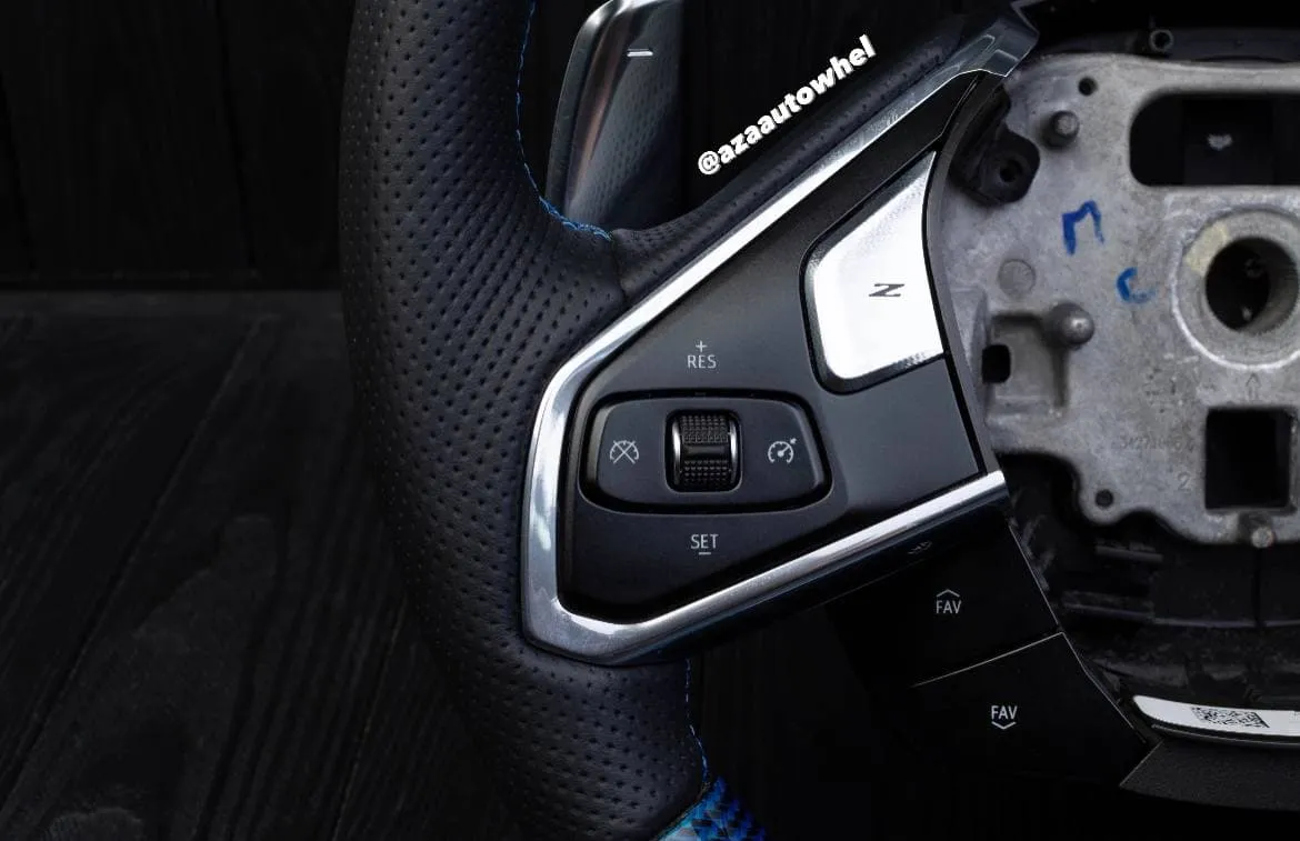 Steering wheel Corvette C8 Custom Blue carbon fiber/Oem fitment/Black stripe/Blue stitch (can be any color) - Image 8