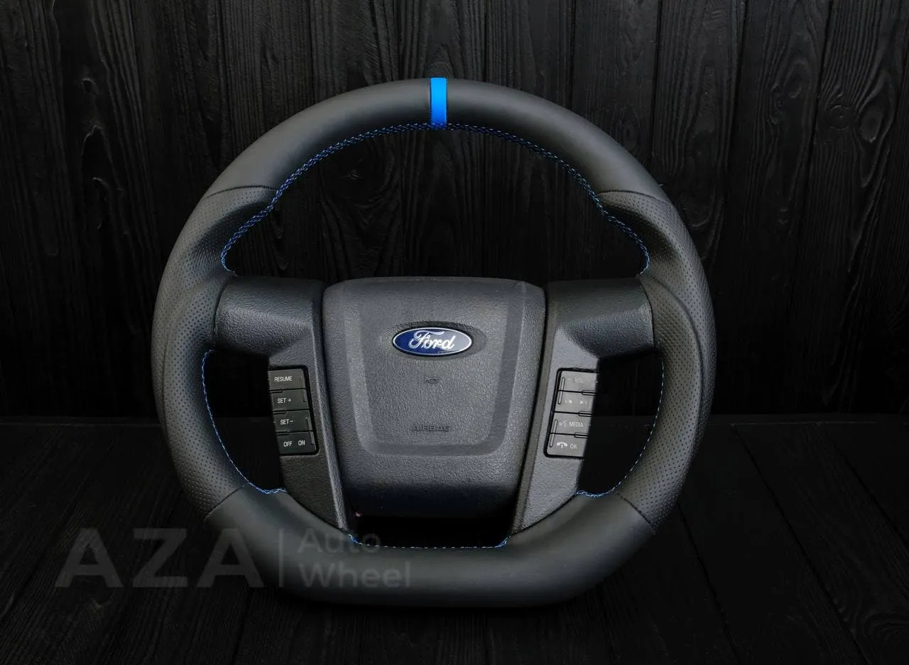 Steering wheel FORD RAPTOR 2011-2014 Napa/Perforated leather/Blue stripe