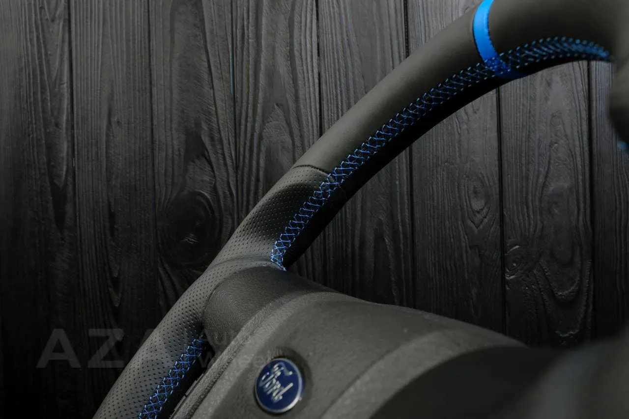 Steering wheel FORD RAPTOR 2011-2014 Napa/Perforated leather/Blue stripe - Image 8