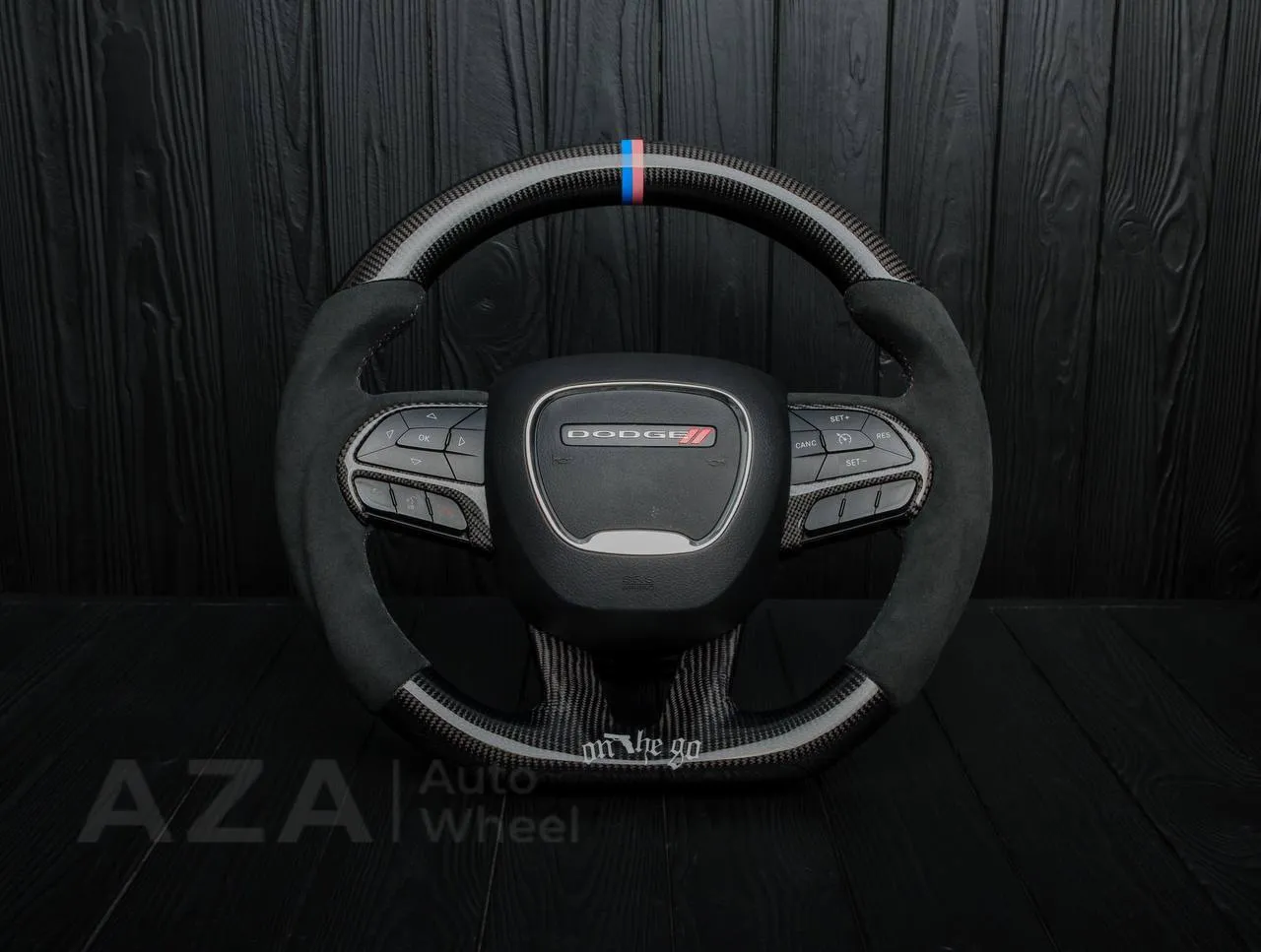 Steering wheel 2015+ Dodge Charger/Challenger/Durango Carbon fiber/Alcantara/M stripe