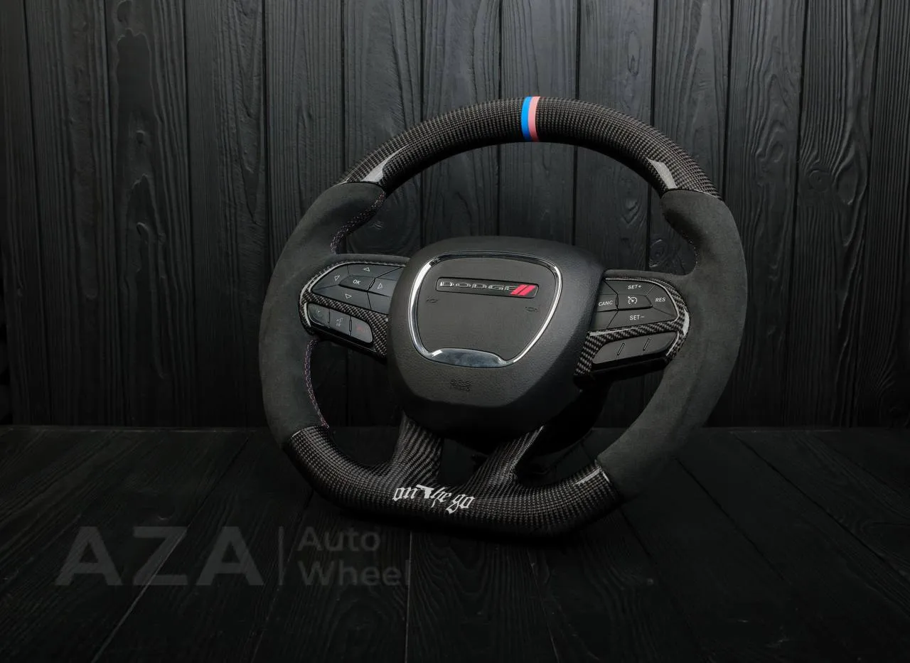 Steering wheel 2015+ Dodge Charger/Challenger/Durango Carbon fiber/Alcantara/M stripe - Image 3