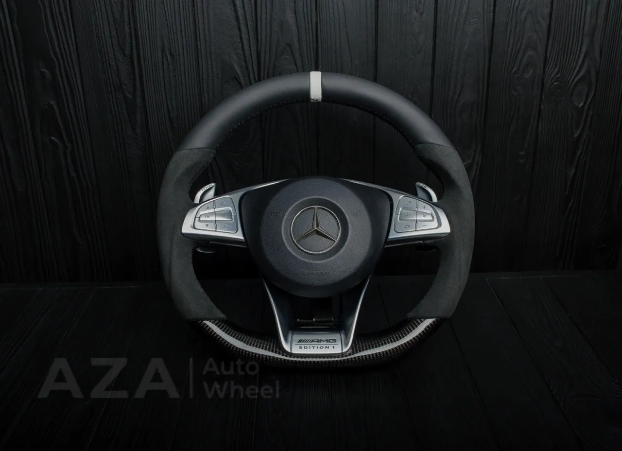 Steering Wheel Mercedes AMG C63 E63 GLE63 GLS63 CLS63 S63 Carbon Fiber/Alcantara/Gray Stripe