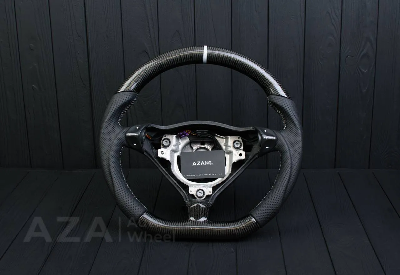 Steering wheel Porsche S996 911 993 Turbo S GT RS Gray details (can be any color per request) Carbon fiber/Perforated leather/Silver stripe