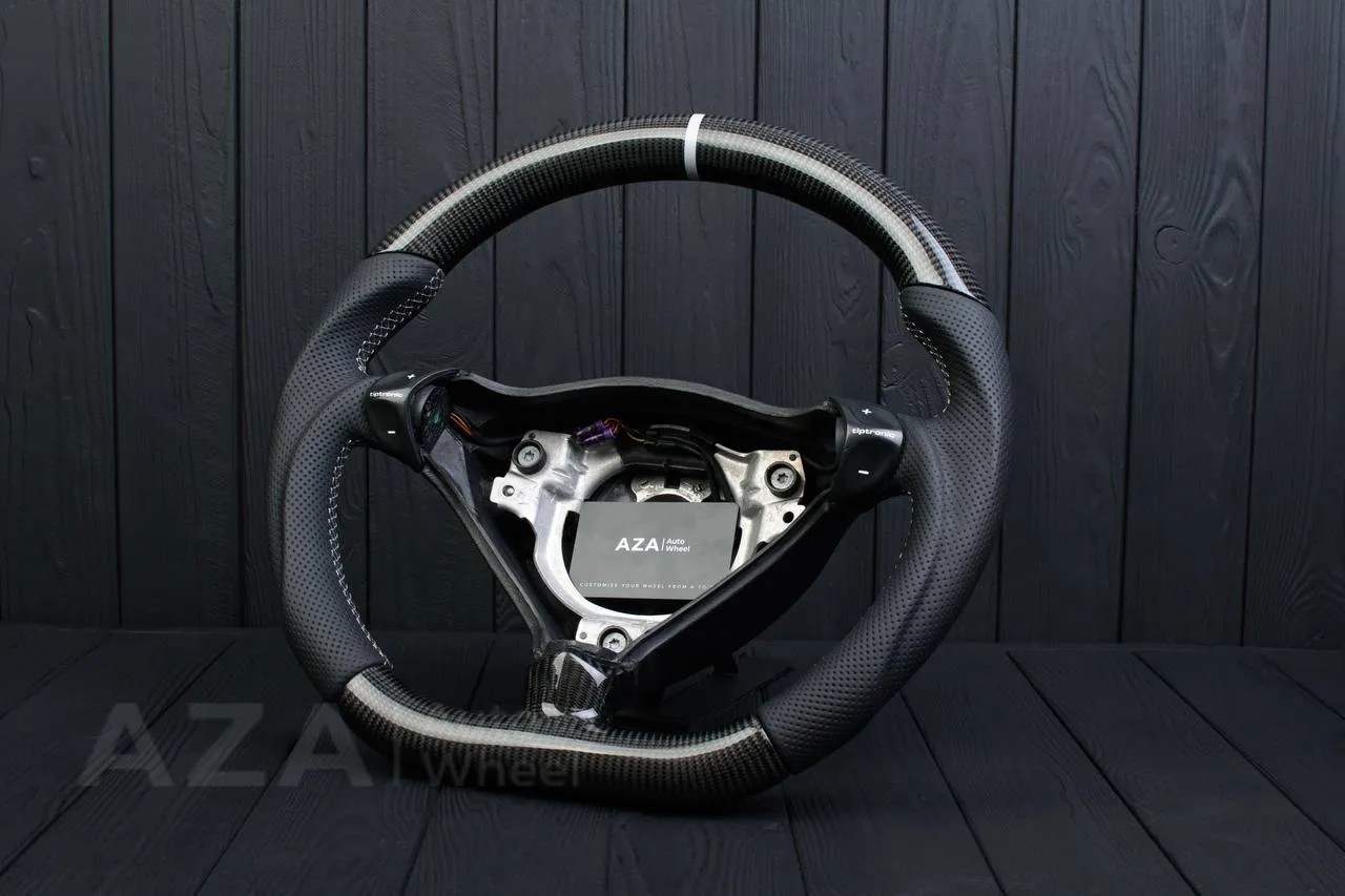 Steering wheel Porsche S996 911 993 Turbo S GT RS Gray details (can be any color per request) Carbon fiber/Perforated leather/Silver stripe - Image 6