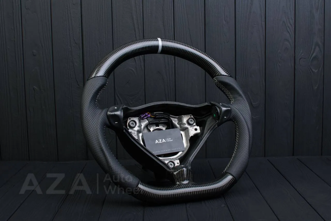 Steering wheel Porsche S996 911 993 Turbo S GT RS Gray details (can be any color per request) Carbon fiber/Perforated leather/Silver stripe - Image 3
