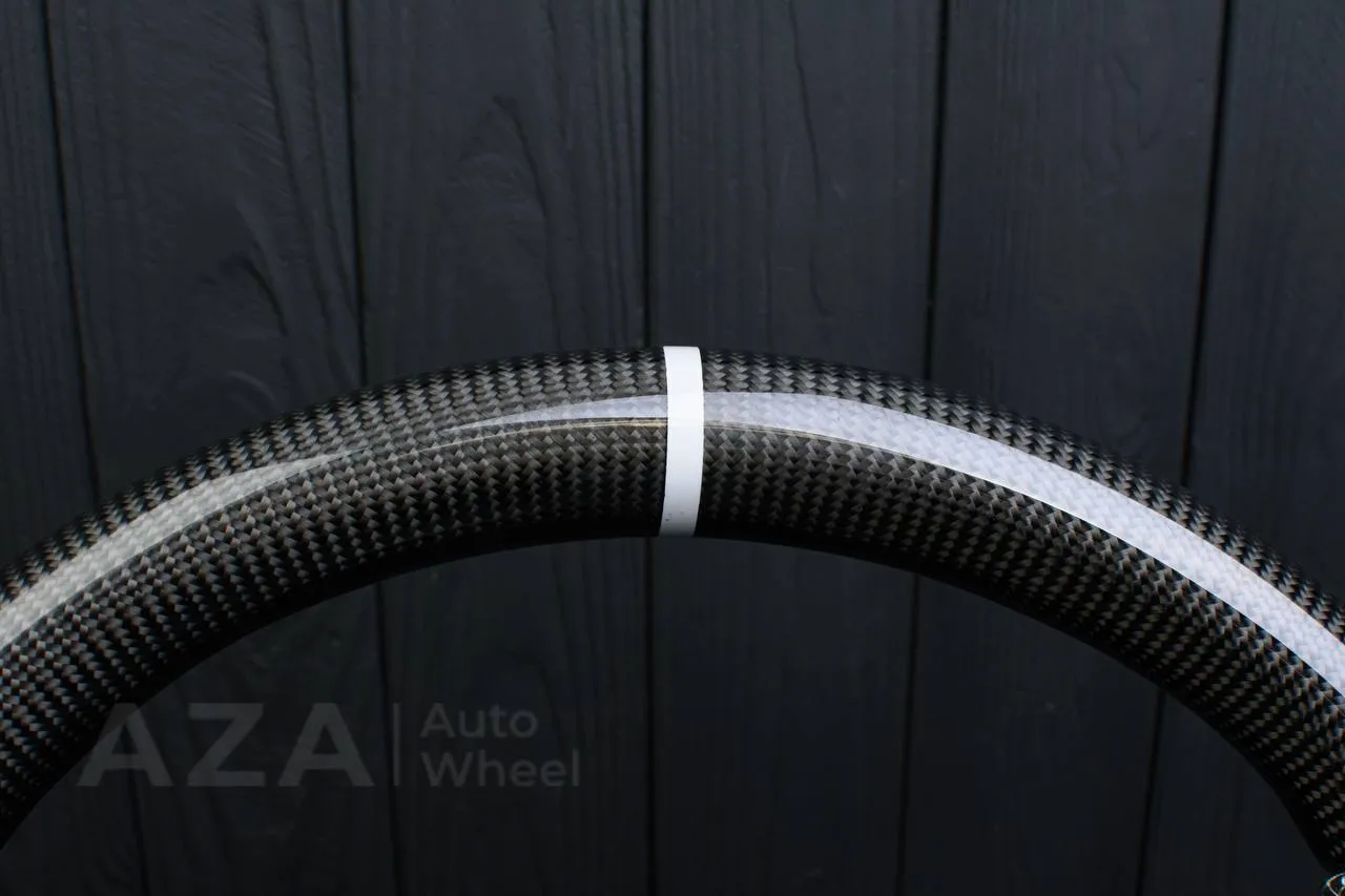 Steering wheel Porsche S996 911 993 Turbo S GT RS Gray details (can be any color per request) Carbon fiber/Perforated leather/Silver stripe - Image 14