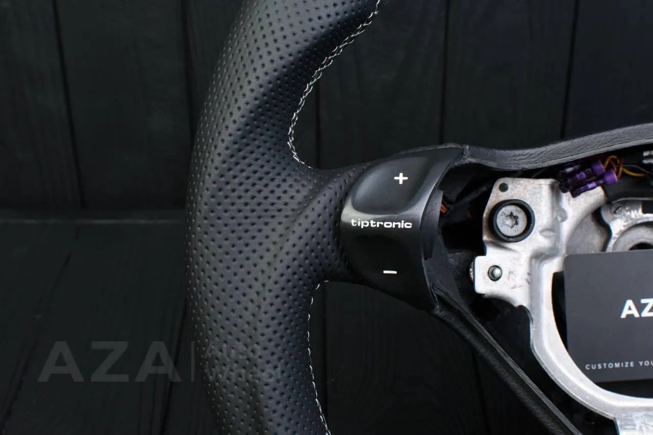 Steering wheel Porsche S996 911 993 Turbo S GT RS Gray details (can be any color per request) Carbon fiber/Perforated leather/Silver stripe - Image 13