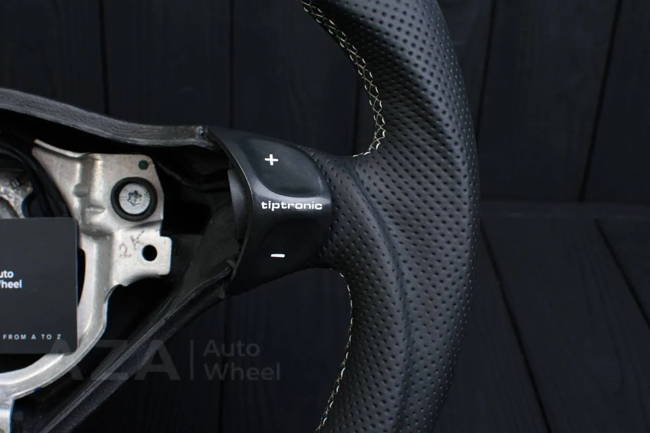 Steering wheel Porsche S996 911 993 Turbo S GT RS Gray details (can be any color per request) Carbon fiber/Perforated leather/Silver stripe - Image 12