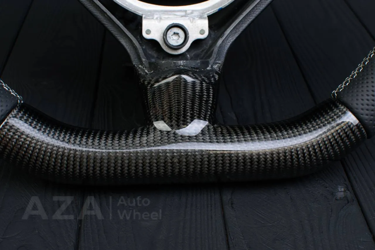 Steering wheel Porsche S996 911 993 Turbo S GT RS Gray details (can be any color per request) Carbon fiber/Perforated leather/Silver stripe - Image 9