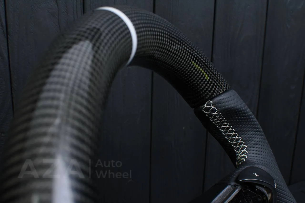 Steering wheel Porsche S996 911 993 Turbo S GT RS Gray details (can be any color per request) Carbon fiber/Perforated leather/Silver stripe - Image 10