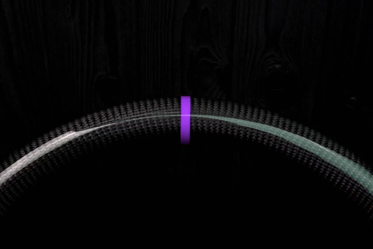 Steering wheel Ford Mustang 2015+ Less air bag buttons Unique carbon fiber/Alcantara/Purple stripe - Image 7