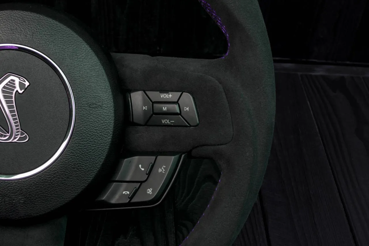 Steering wheel Ford Mustang 2015+ Less air bag buttons Unique carbon fiber/Alcantara/Purple stripe - Image 11
