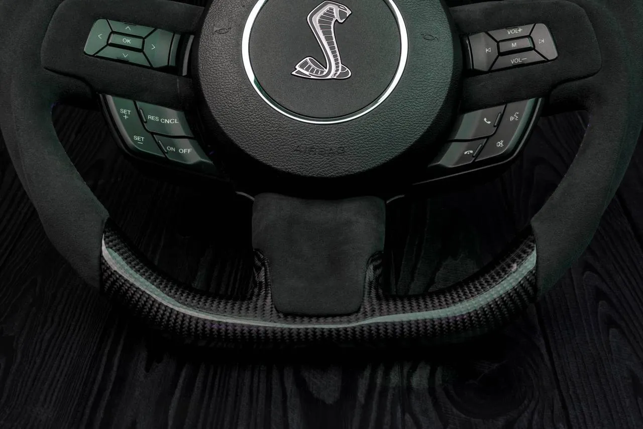 Steering wheel Ford Mustang 2015+ Less air bag buttons Unique carbon fiber/Alcantara/Purple stripe - Image 14