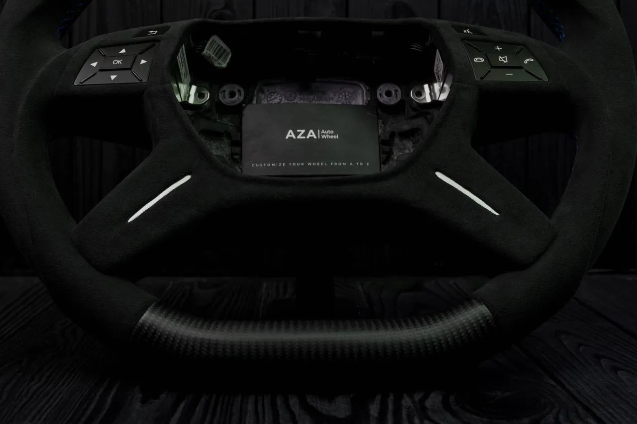 Steering Wheel Mercedes G63 ML63 GL550 GL63 ML550 ML350 AMG Custom matte сarbon fiber/Alcantara/Blue stripe - Image 8