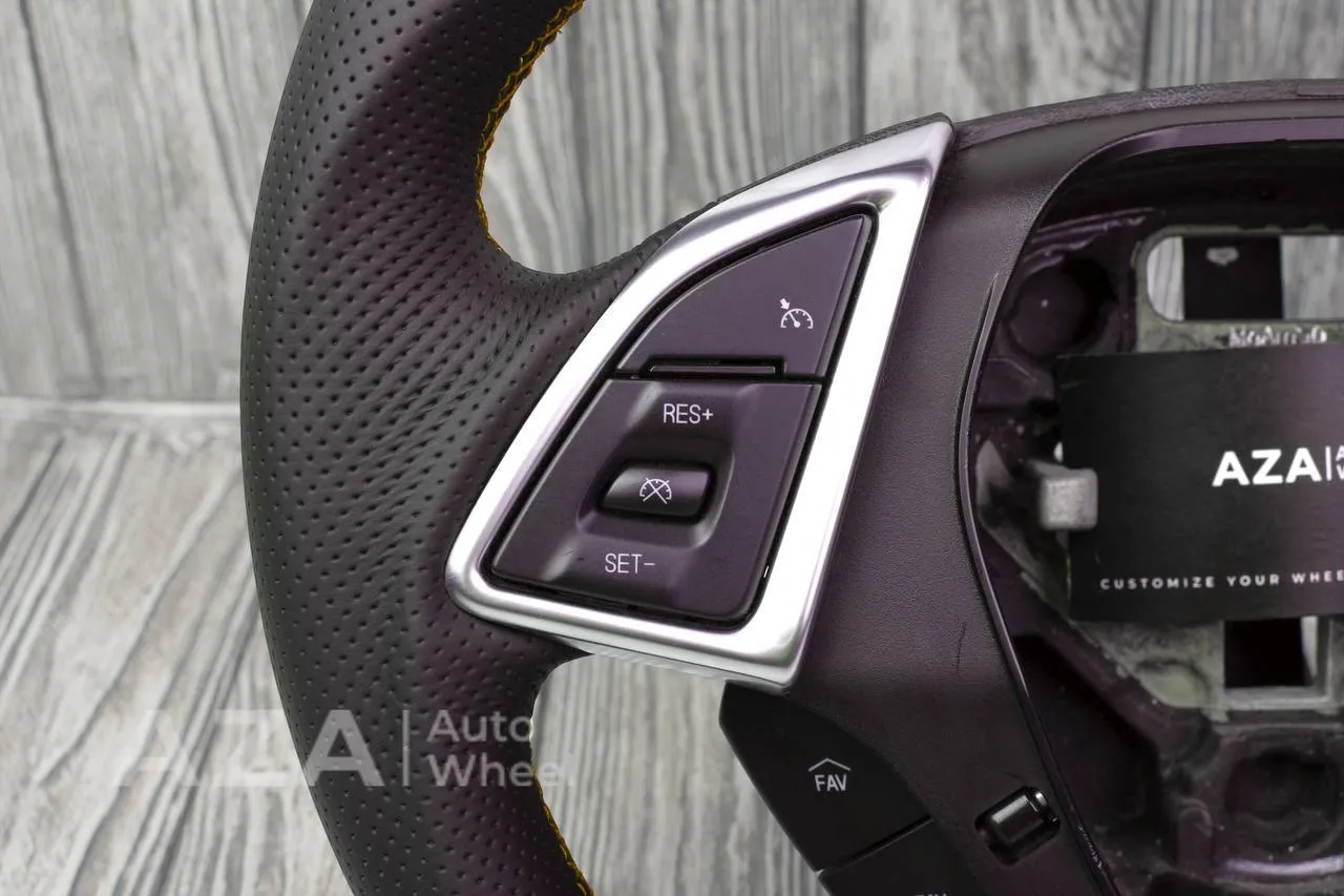Steering wheel Chevrolet Camaro 2016+ Custom paddle shifters Carbon fiber/Perforated leather/Yellow stripe - Image 6