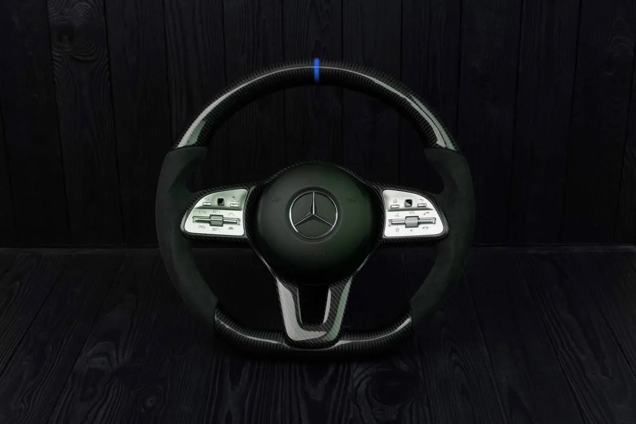 Steering Wheel Mercedes G500 G550 G Wagon AMG G-Wagen Carbon fiber/Alcantara/Blue stripe