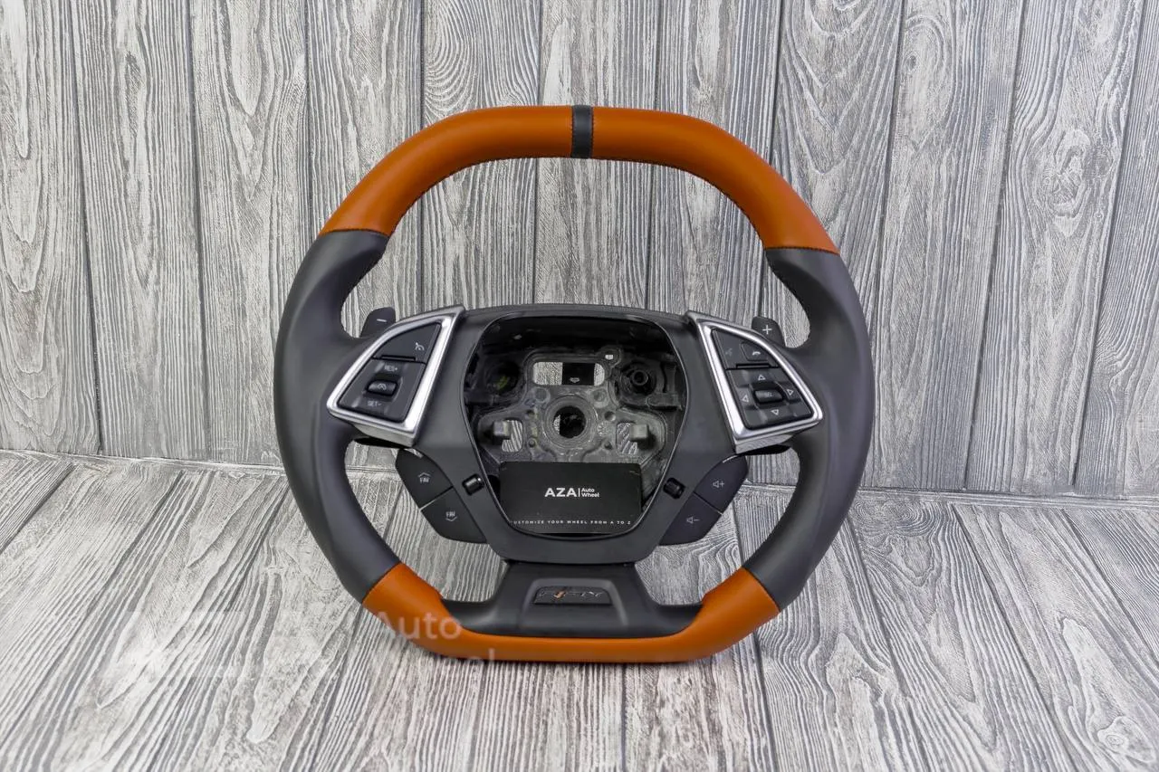 Steering wheel Chevrolet Camaro 2016+ Flat top Napa/Perforated leather/Black stripe