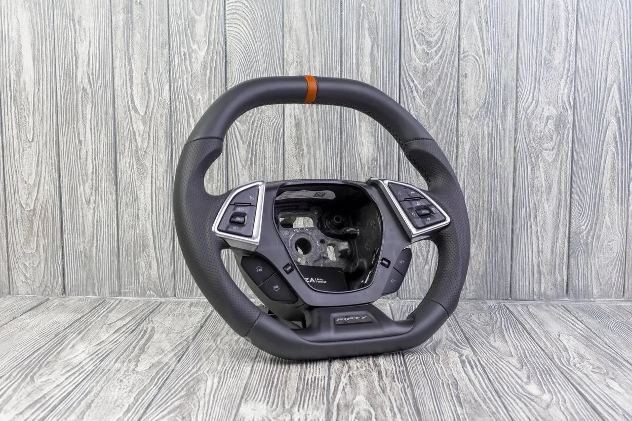Steering wheel Chevrolet Camaro 2016+ Flat top Napa/Perforated leather/Cinnamon stripe - Image 5