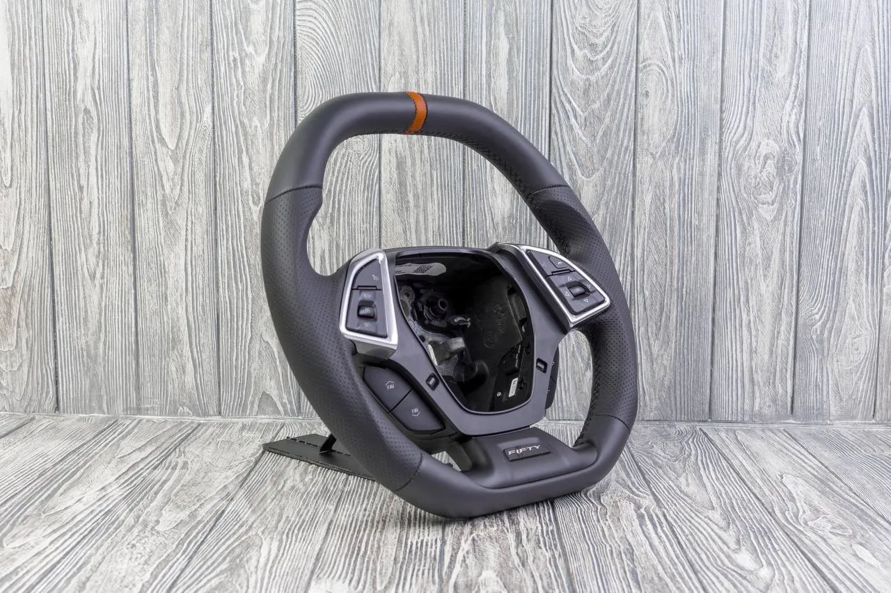 Steering wheel Chevrolet Camaro 2016+ Flat top Napa/Perforated leather/Cinnamon stripe - Image 6