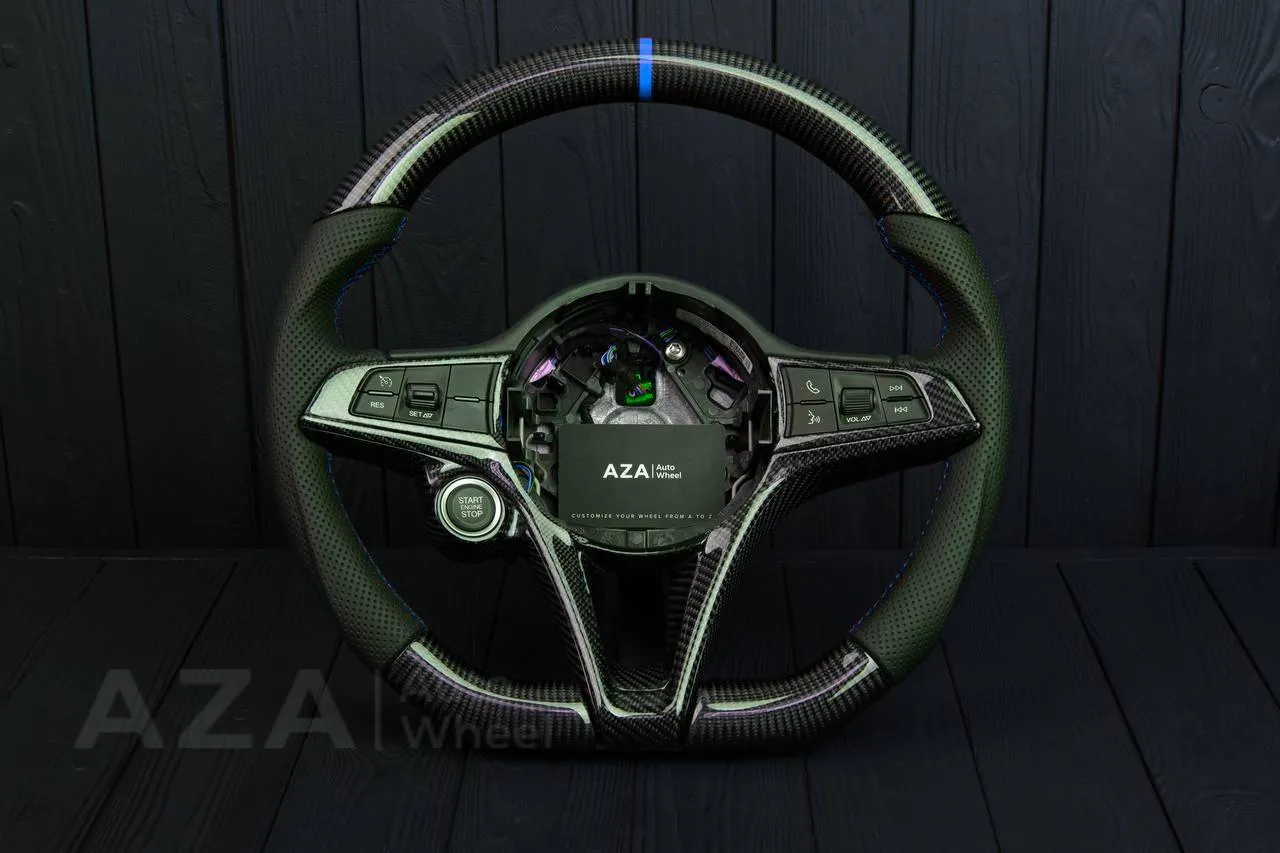 Steering wheel Alfa Romeo Giulia stelvio 2017-2019 Carbon fiber/Perforated leather/Blue stripe (can be any color)