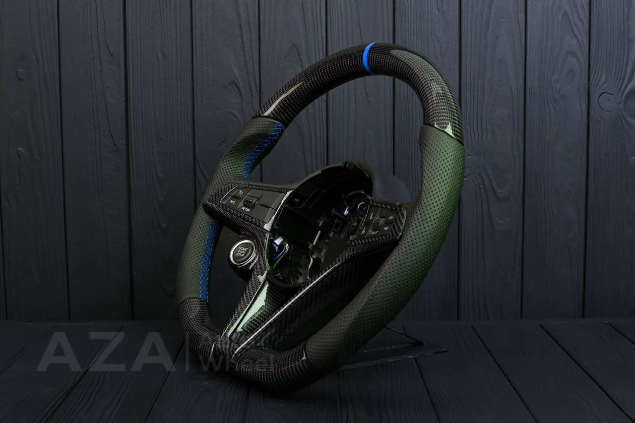 Steering wheel Alfa Romeo Giulia stelvio 2017-2019 Carbon fiber/Perforated leather/Blue stripe (can be any color) - Image 4