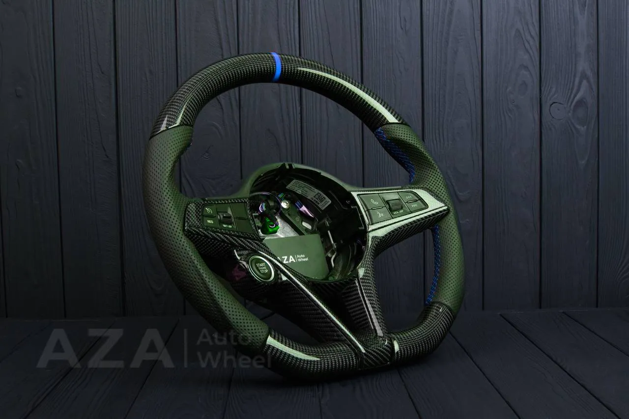 Steering wheel Alfa Romeo Giulia stelvio 2017-2019 Carbon fiber/Perforated leather/Blue stripe (can be any color) - Image 6