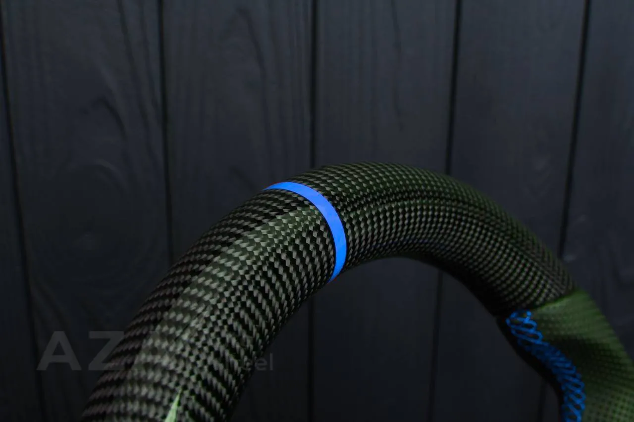 Steering wheel Alfa Romeo Giulia stelvio 2017-2019 Carbon fiber/Perforated leather/Blue stripe (can be any color) - Image 14