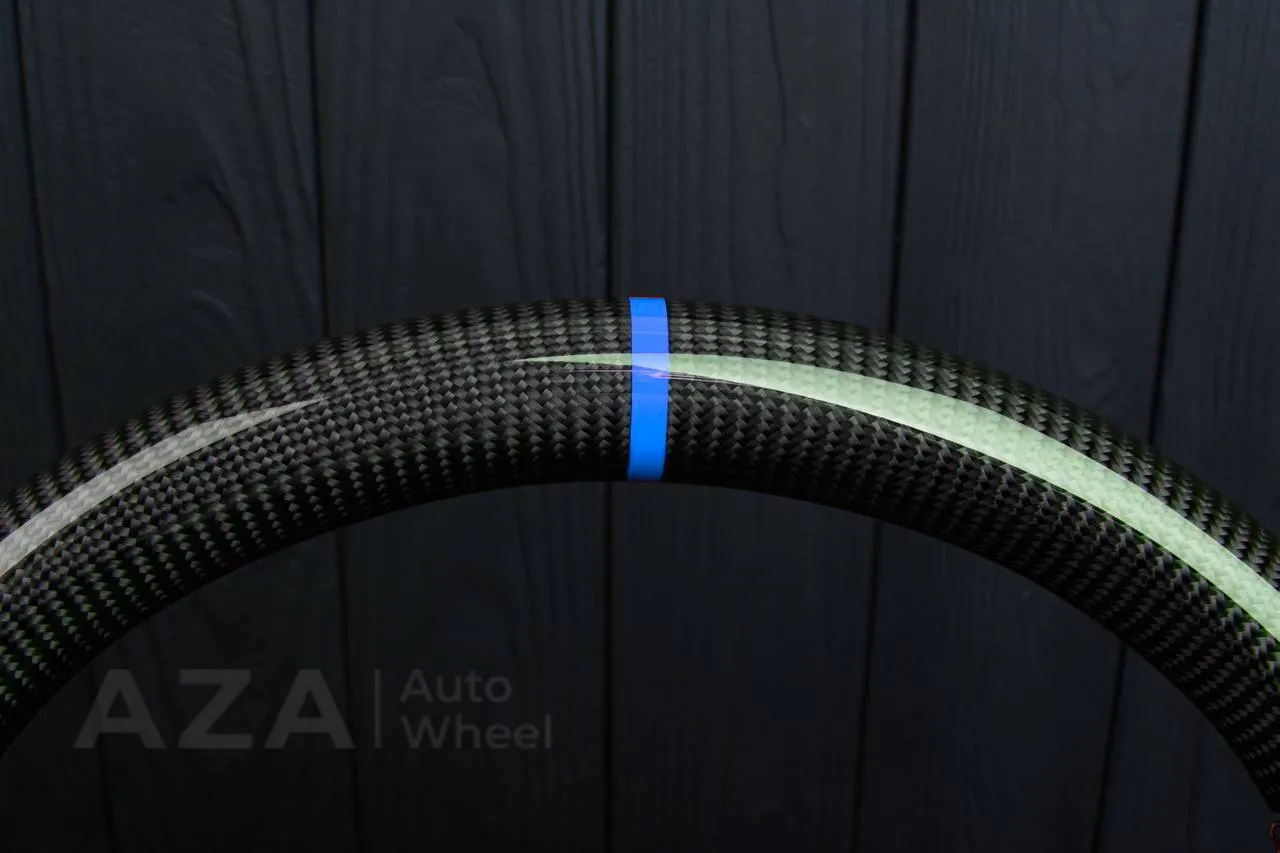Steering wheel Alfa Romeo Giulia stelvio 2017-2019 Carbon fiber/Perforated leather/Blue stripe (can be any color) - Image 15